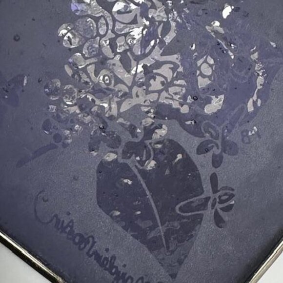 2 Marjolein Bastin Stained Glass Metal Lantern Candle Holder Cobalt Blue Floral - Picture 3 of 4